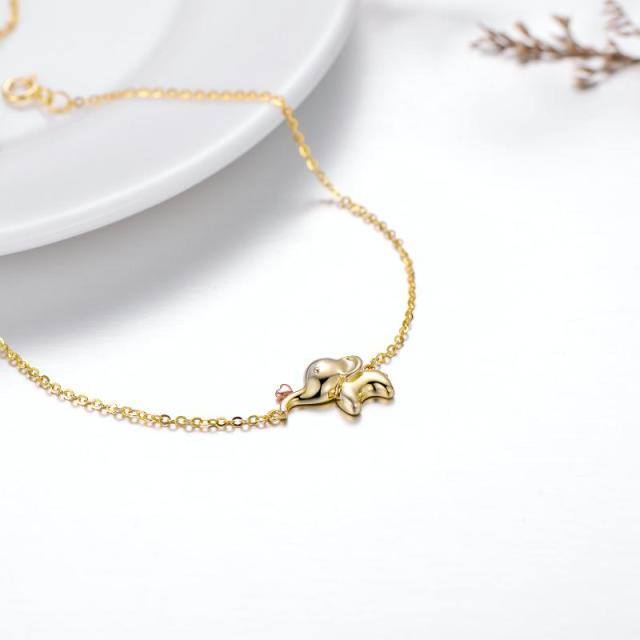 Bracelet de cheville en forme d'éléphant porte-bonheur en or 14 carats pour femme, bijoux cadeaux pour les amoureux des animaux-3