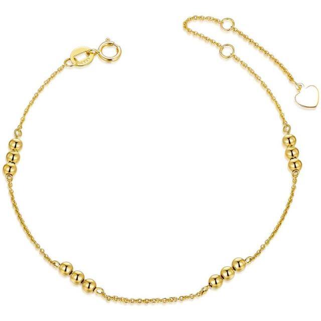 9K Yellow Gold Plated Round Bead Station Chain Bracelet-0