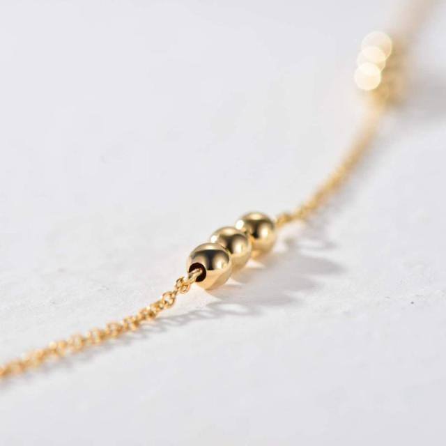 Bracelet chaîne à perles rondes plaqué or jaune 9 carats-1
