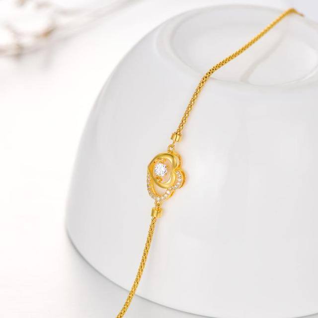 Pulsera de oro de 18 quilates de circonio cúbico corazón con colgante de corazón-4