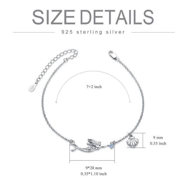 Sterling Silber Runde Cubic Zirkonia Meerjungfrau Anhänger Armband-4