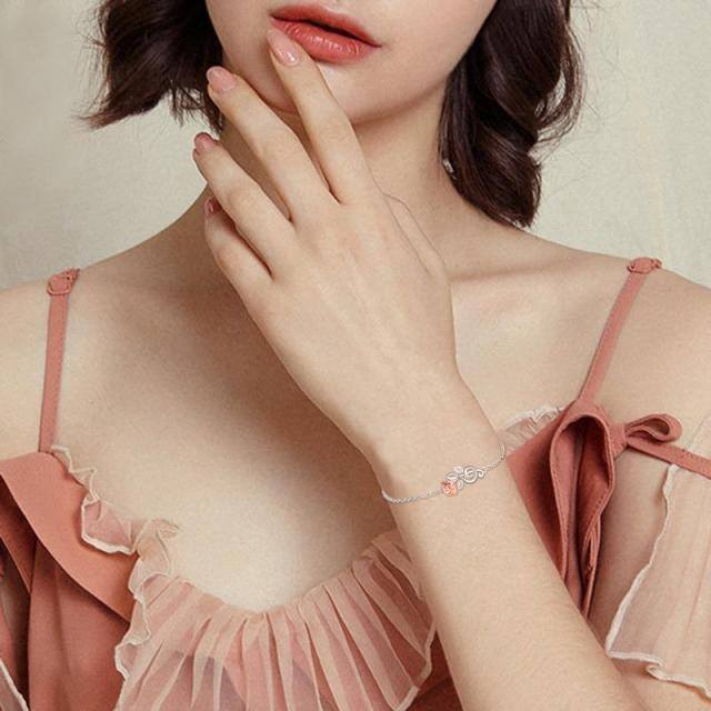 Bracelet pendentif symbole de musique rose bicolore en argent sterling-1