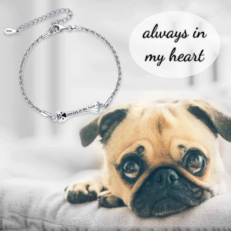 Sterling Silver Paw Urn Bracelet for Ashes with Engraved Word-6