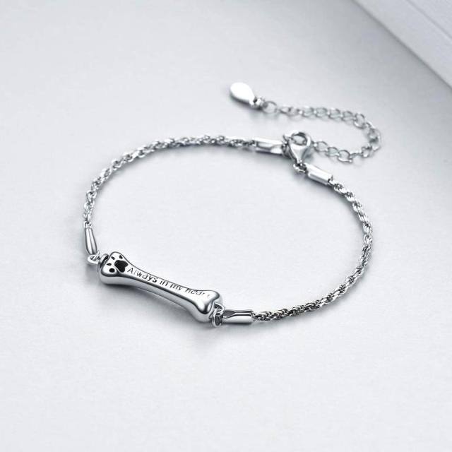 Sterling Silver Paw Urn Bracelet for Ashes with Engraved Word-2