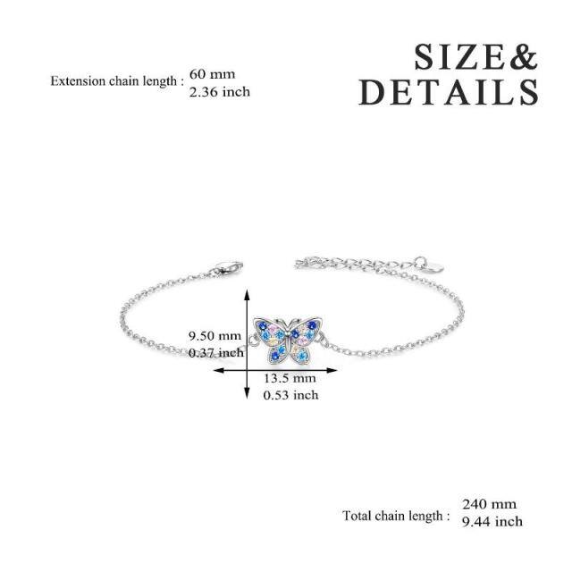 Bracelets de cheville papillon en argent sterling 925, chaîne de bracelet de cheville réglable-4