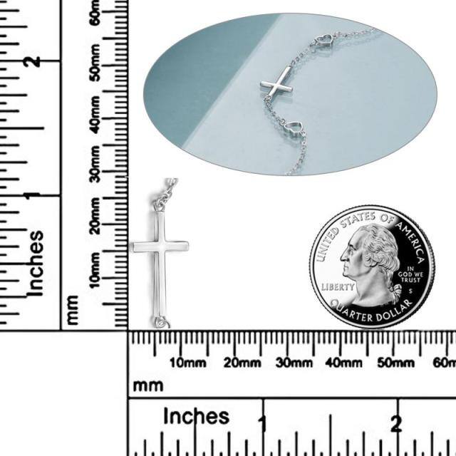 Pulseira cruzada para mulheres pulseira ajustável de prata esterlina com coração-2