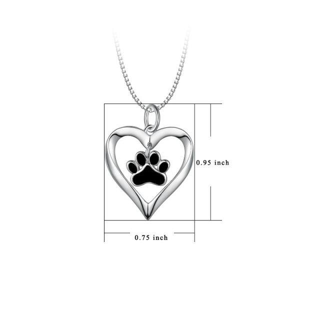 Collier pendentif coeur patte en argent sterling-2