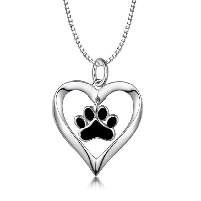 Collier pendentif coeur patte en argent sterling-0