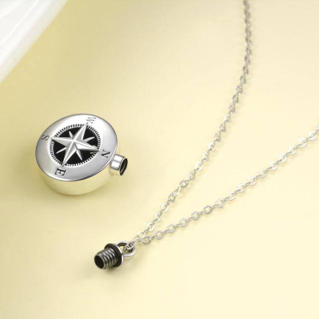 Sterling Silver Compass Urn Necklace for Ashes-3