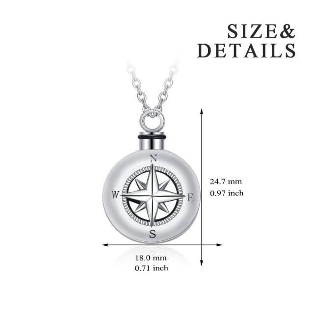Sterling Silver Compass Urn Necklace for Ashes-4