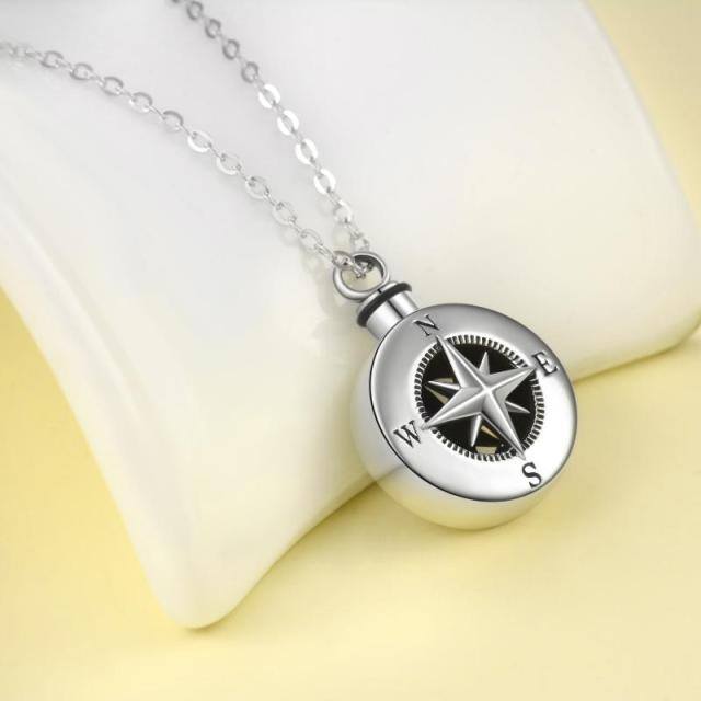 Sterling Silver Compass Urn Necklace for Ashes-2