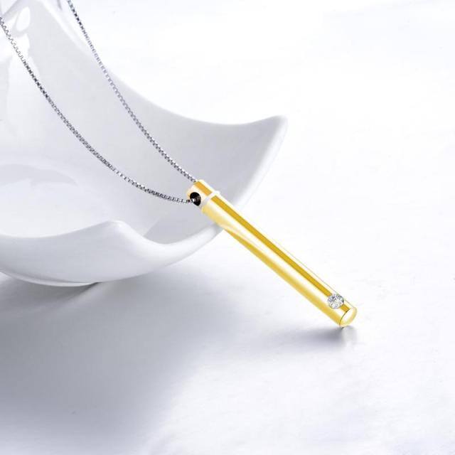 Collier pour cendres en argent sterling et plaqué or jaune avec zircon cubique en forme de-2