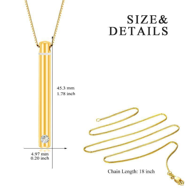 Sterling Silver with Yellow Gold Plated Circular Shaped Cubic Zirconia Urn Necklace for Ashes-5