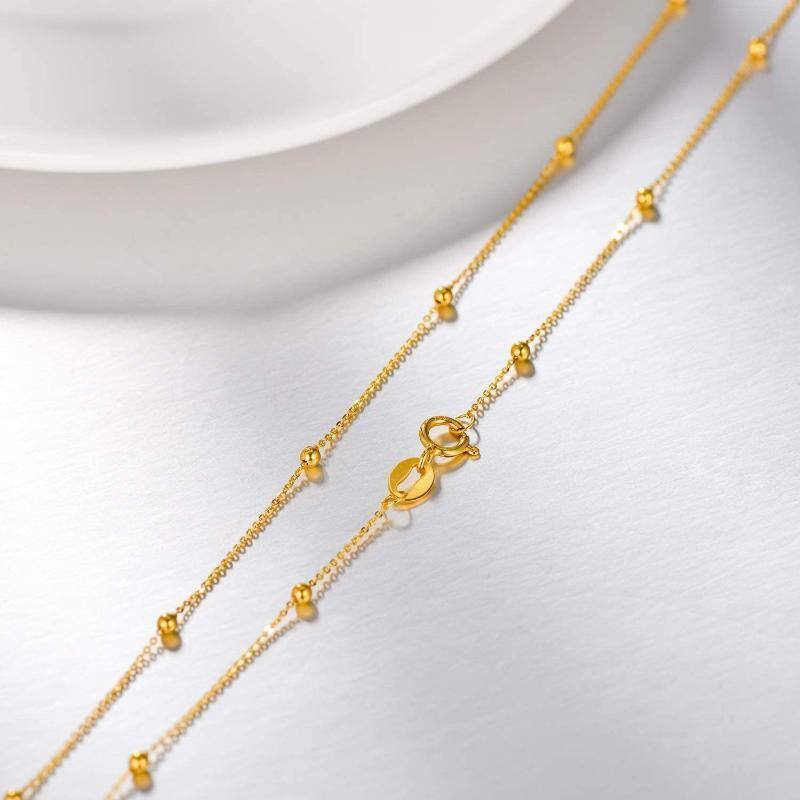 18K Gold Bead Station chain Necklace-4
