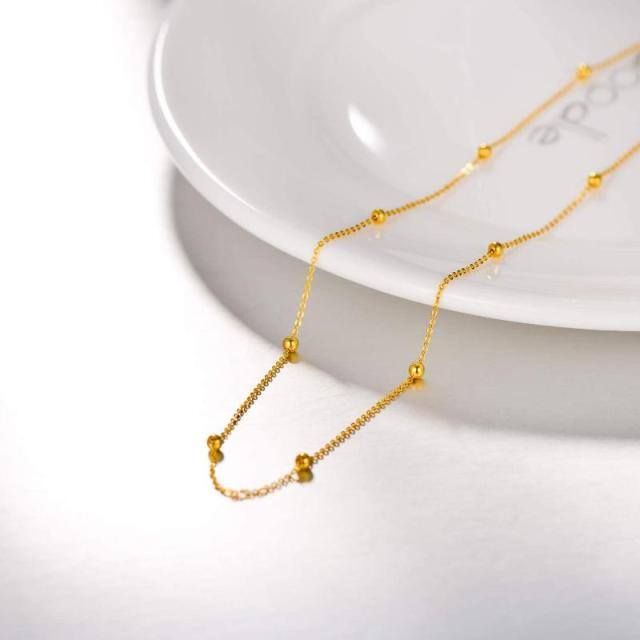 18K Gold Bead Station chain Necklace-2