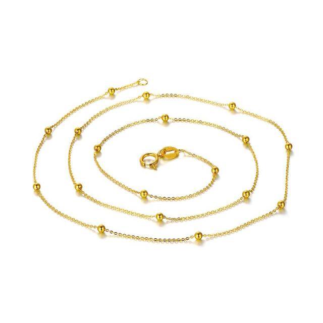 18K Gold Bead Station chain Necklace-0