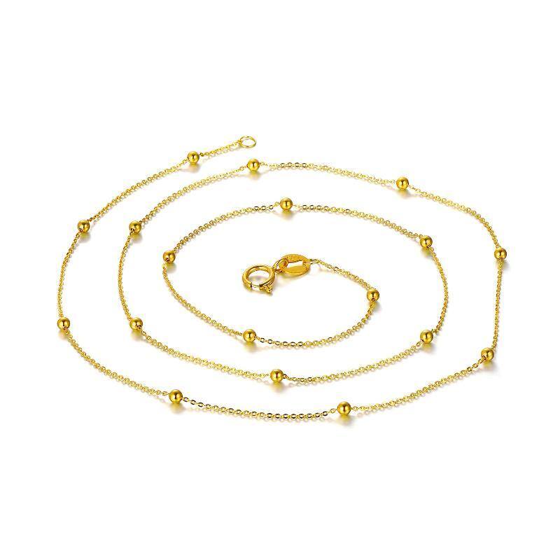 Collier de perles en or 18K avec chaîne à stations