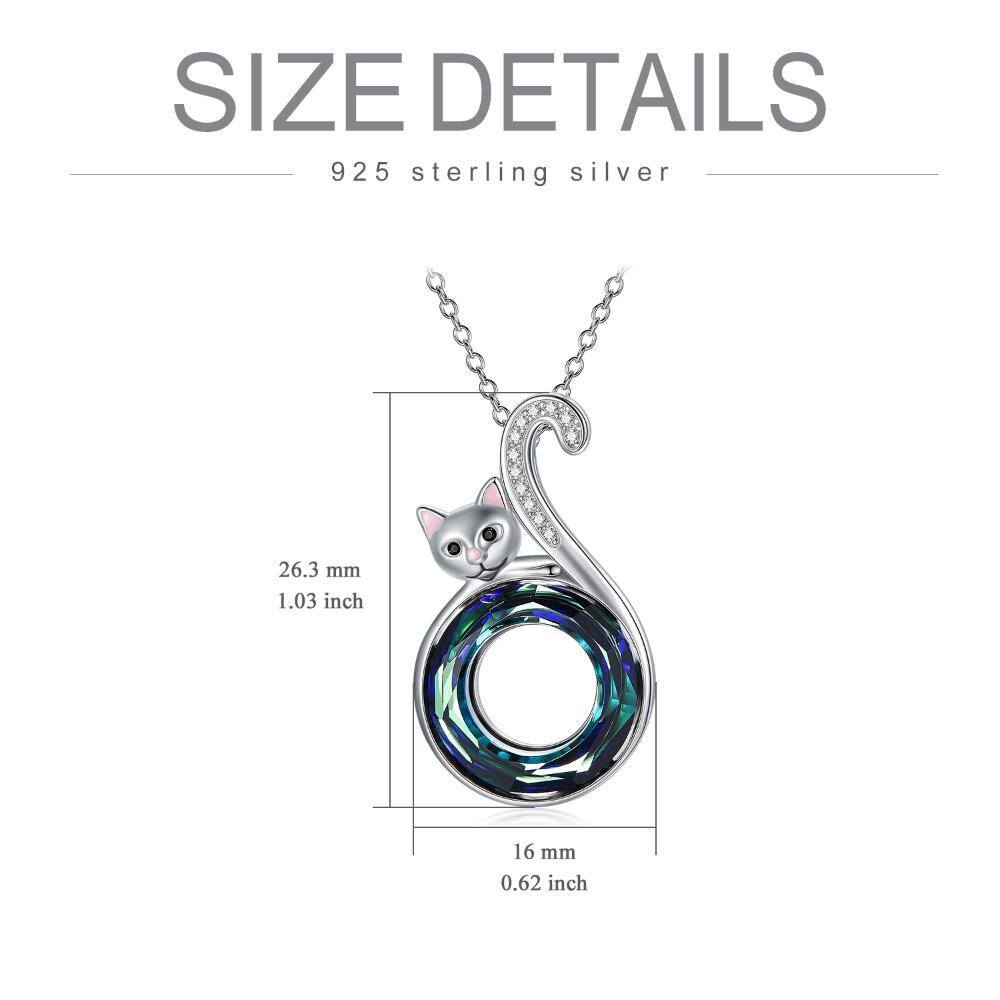 Collier en argent sterling avec pendentif en cristal de chat rond-5