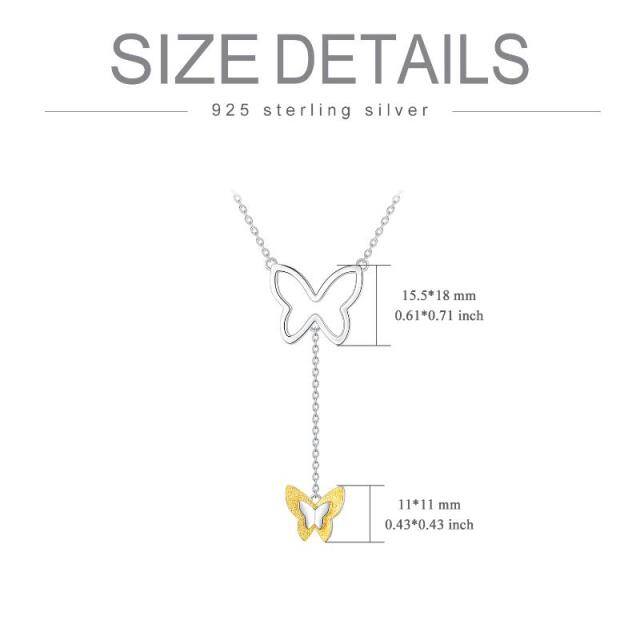 Sterling Silver Two-tone Butterfly Pendant Necklace-4