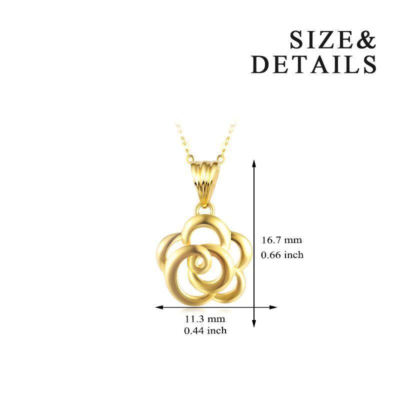 18K Yellow Gold Plated Rose Pendant Necklace-6