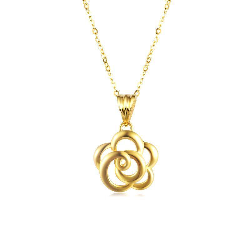 18K Yellow Gold Plated Rose Pendant Necklace-1