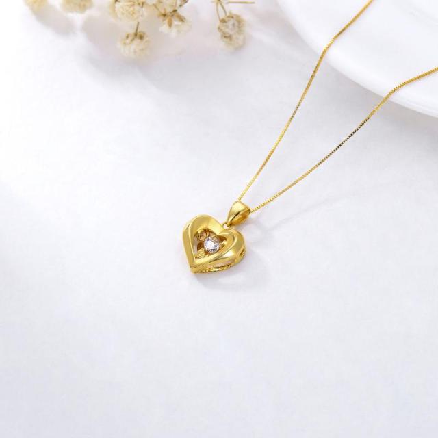 18K Gold Heart Pendant Necklace-3