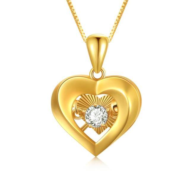 18K Gold Heart Pendant Necklace-0