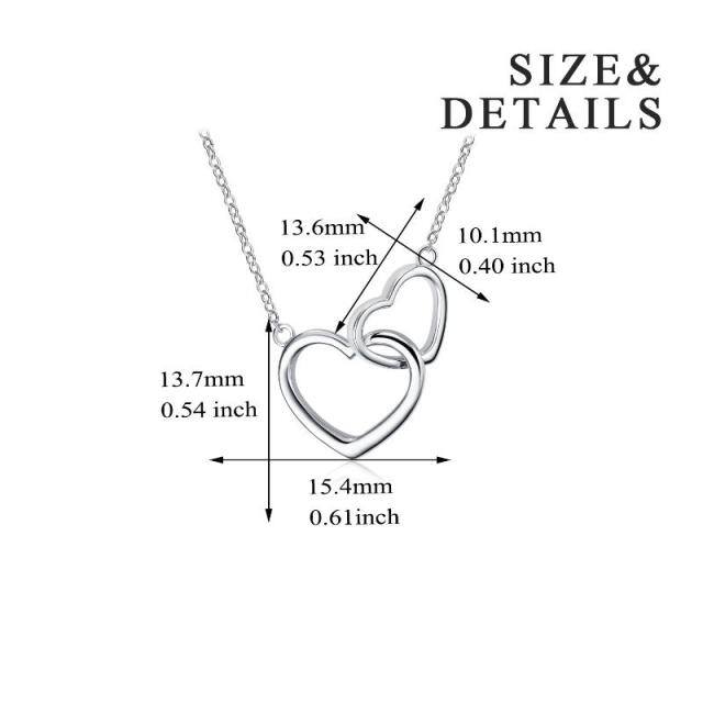 Sterling Silber Herz mit Herz-Anhänger Halskette-5