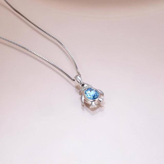 Sterling Silver Blue Crystal Penguin Pendant Necklace Gift For Girl-4