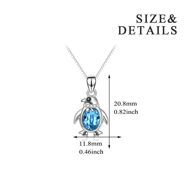 Sterling Silver Blue Crystal Penguin Pendant Necklace Gift For Girl-6