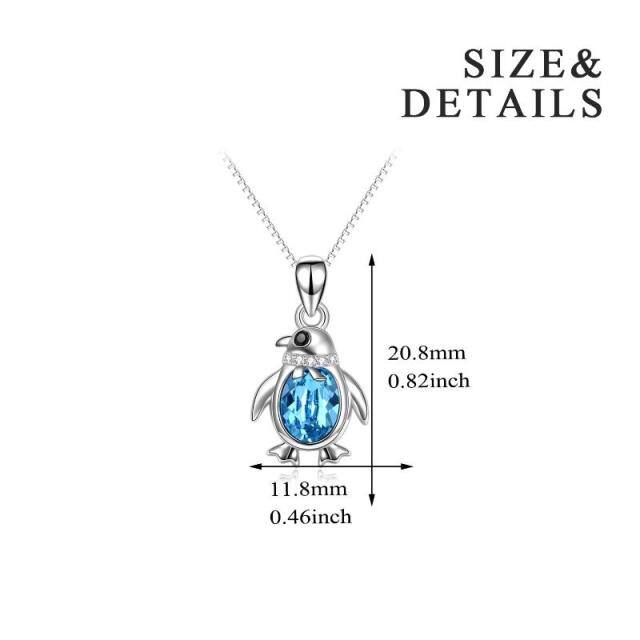 Sterling Silver Blue Crystal Penguin Pendant Necklace Gift For Girl-5