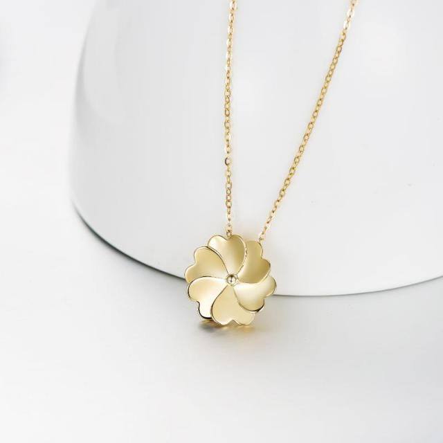 14K Gold Four-leaf Clover Pendant Necklace-2