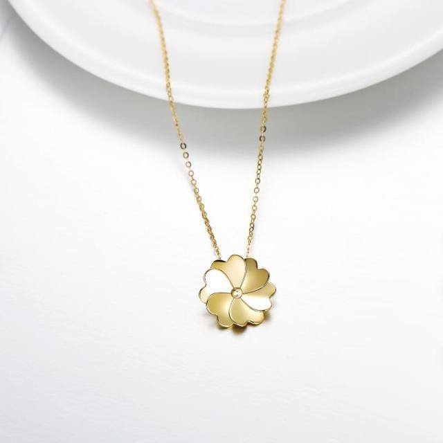 14K Gold Four-leaf Clover Pendant Necklace-4