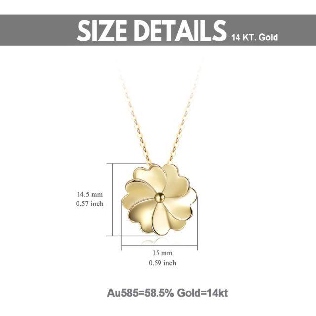 14K Gold Four-leaf Clover Pendant Necklace-5