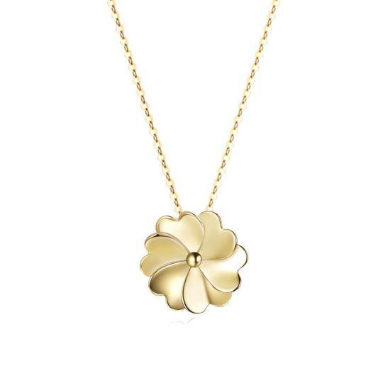 14K Gold Four-leaf Clover Pendant Necklace