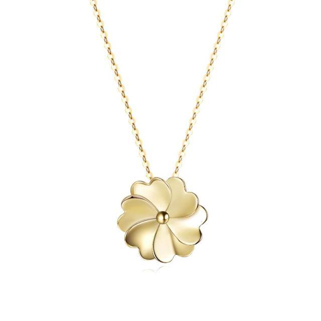 14K Gold Four-leaf Clover Pendant Necklace-0