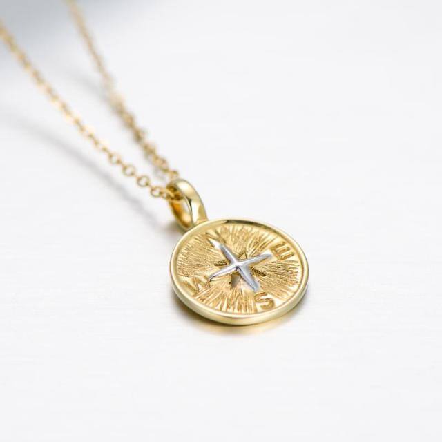 14K Gold Compass Pendant Necklace-4