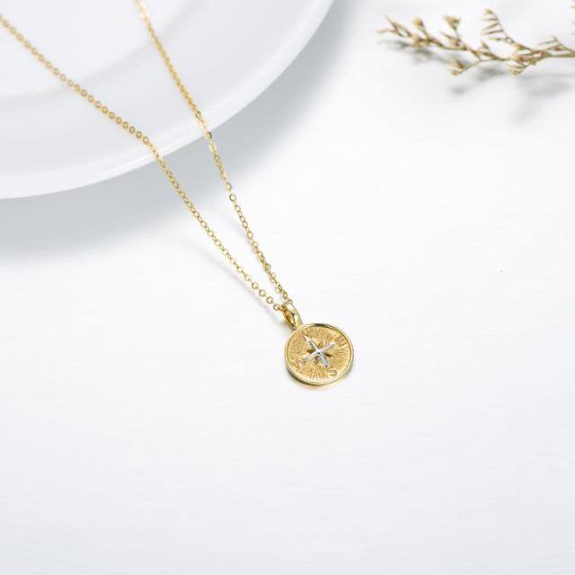 14K Gold Compass Pendant Necklace-3
