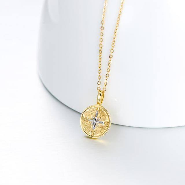 14K Gold Compass Pendant Necklace-2