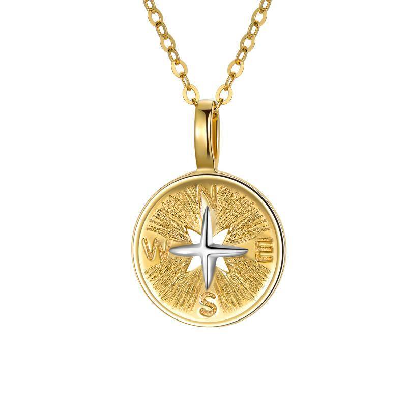 14K Gold Compass Pendant Necklace-1