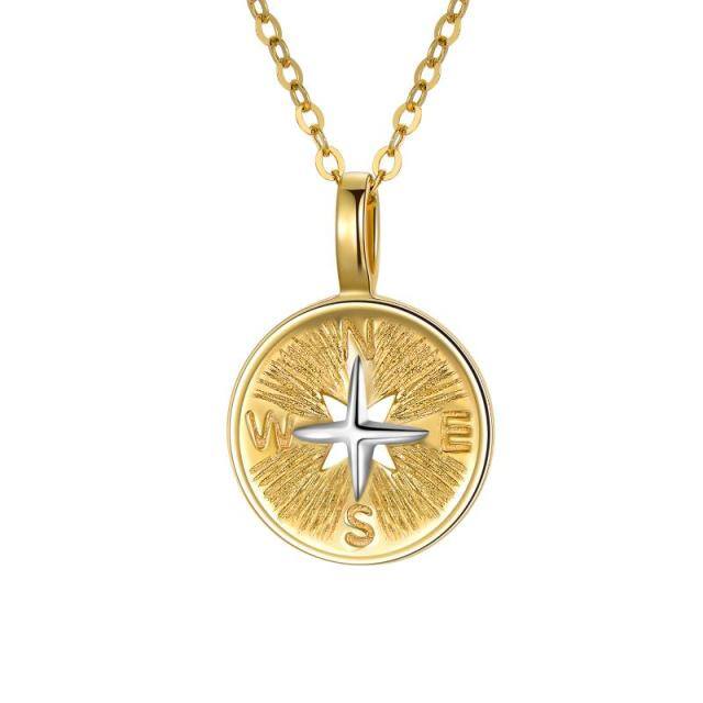14K Gold Compass Pendant Necklace-0