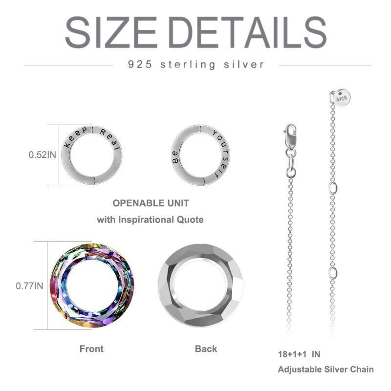 Sterling Silber runder Kristall-Anhänger Halskette-4