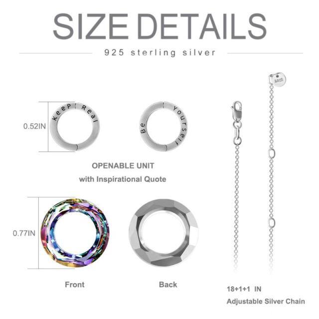 Sterling Silber runder Kristall-Anhänger Halskette-3
