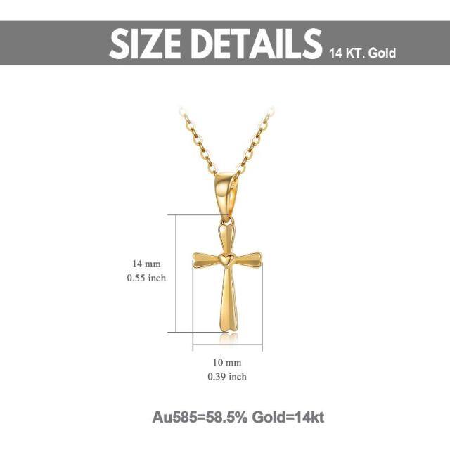 14K Gold Cross & Heart Pendant Necklace-5