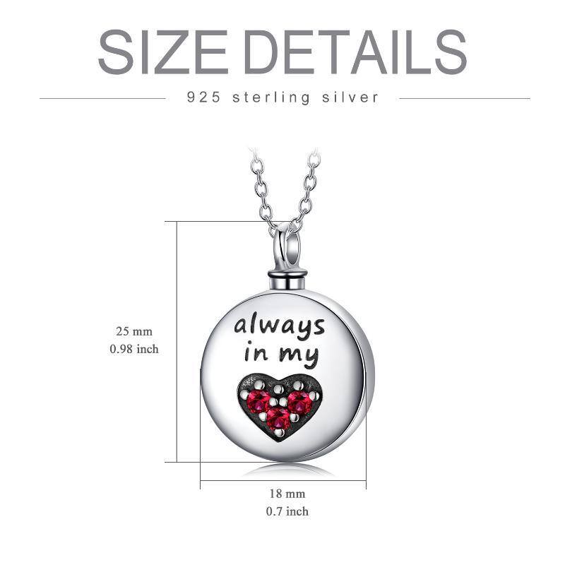 Sterling Silver Heart Shaped Cubic Zirconia Heart Urn Necklace for Ashes with Engraved Word-7