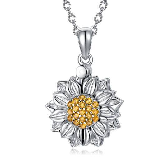 Collier en argent sterling avec médaillon personnalisé en forme de tournesol