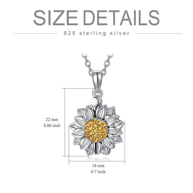 Sterling Silber kreisförmig geformte Sonnenblume personalisierte Foto Medaillon Halskette-3