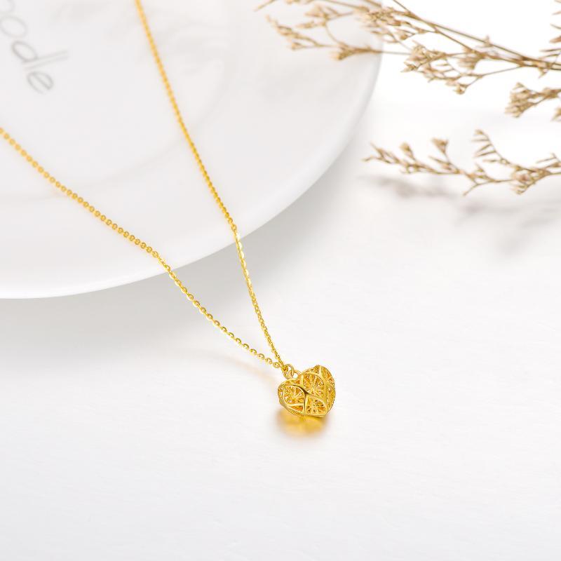 18K Gold Heart Pendant Necklace-5