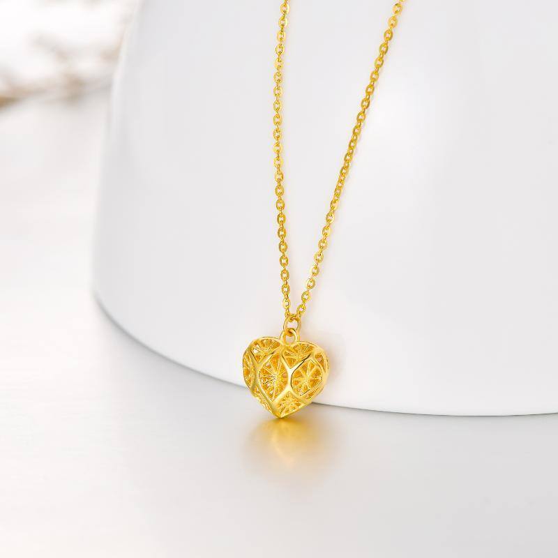 18K Gold Heart Pendant Necklace-4