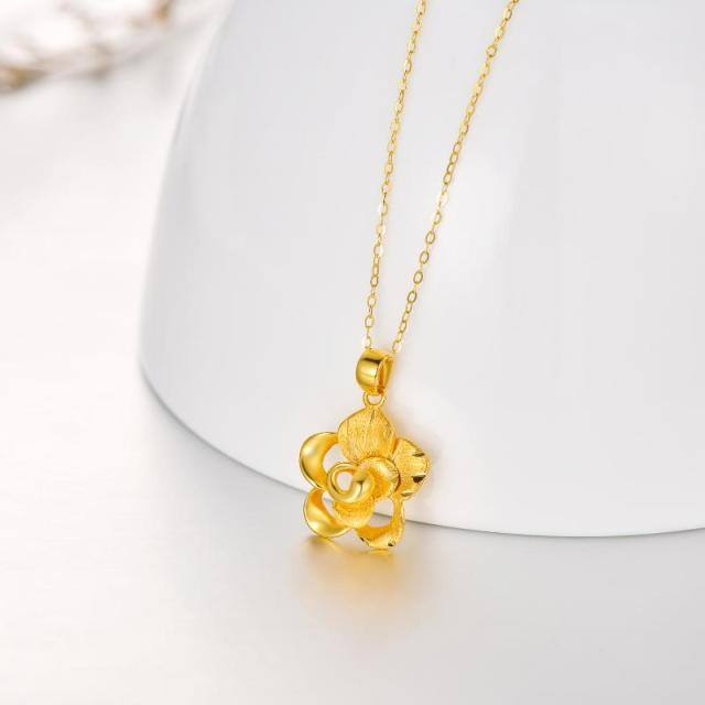18K Gold Rose Pendant Necklace-2